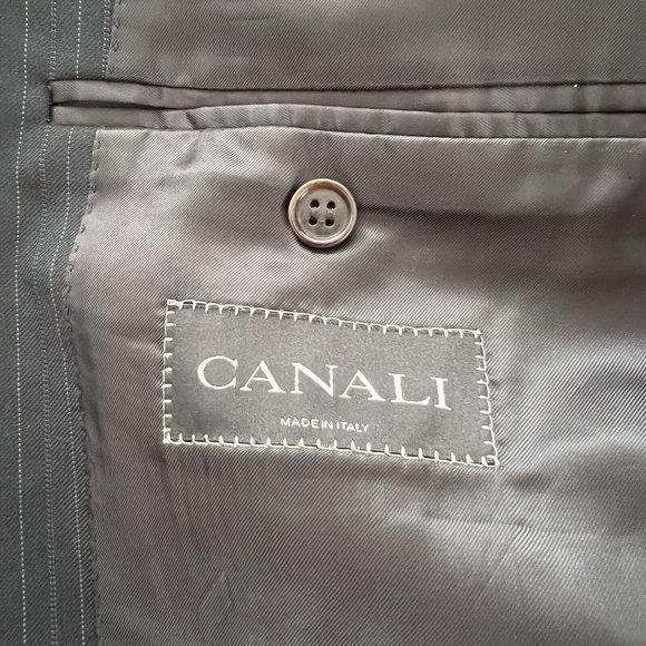 Canali Men's 54 Black Pinstripe Pure Wool Sport‎ Coat Blazer Jacket - Picture 4 of 5